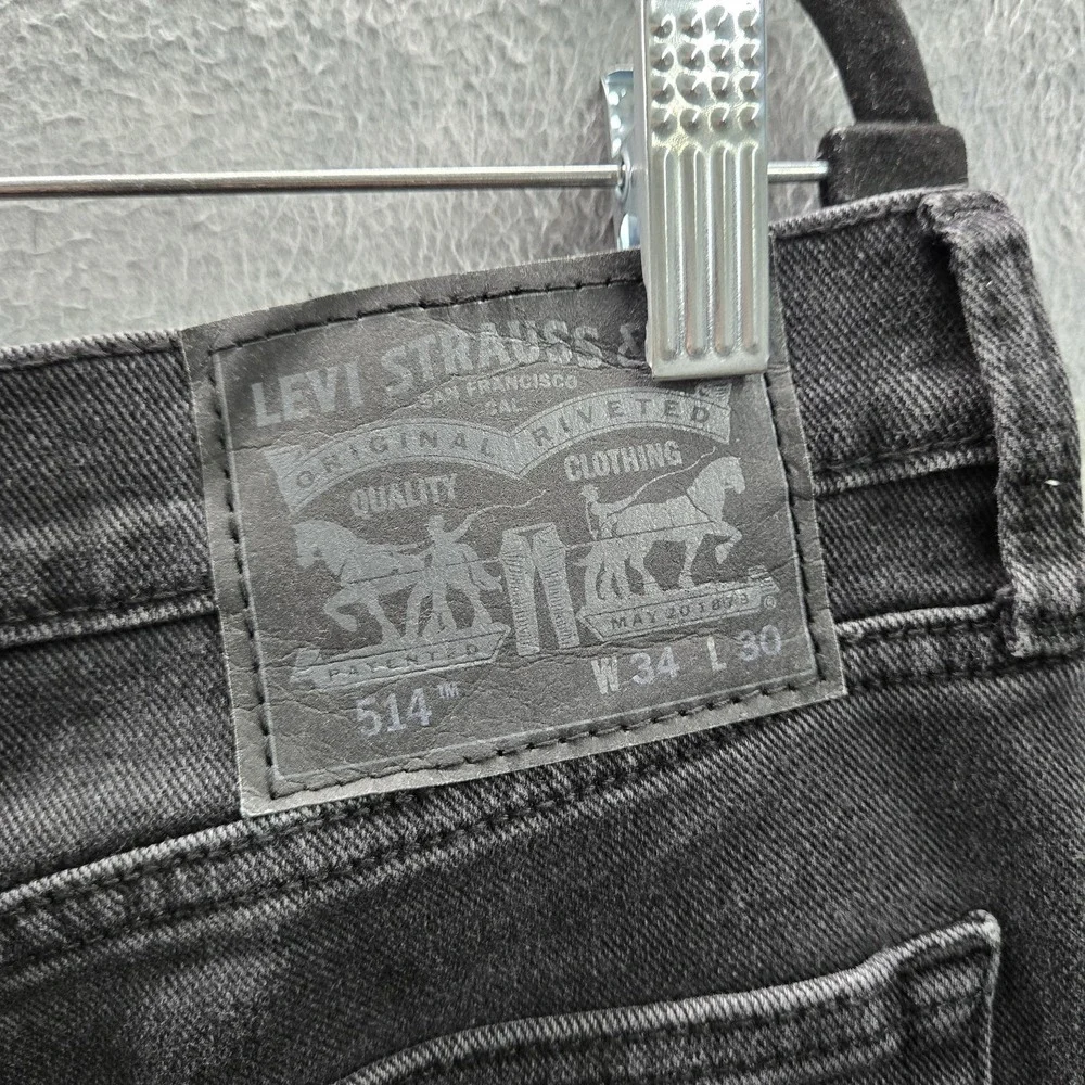 Levi's 514 Men Jeans 34X30 Black Denim‎ Straight Fit 29
